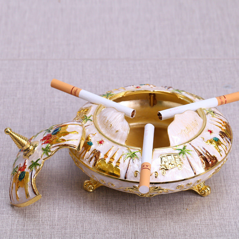 Office Living Room Art Deco Retro Flip Top Round Ashtray