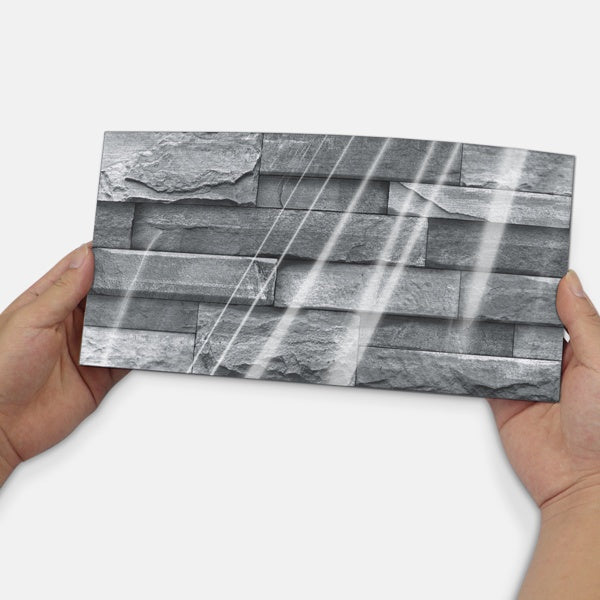 Light grey imitation stone tile wallpaper peel and stick waterproof bathroom wall decor