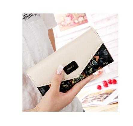 BIRDS wallet for women PU leather floral embroidery zipper buckle wallet in hand