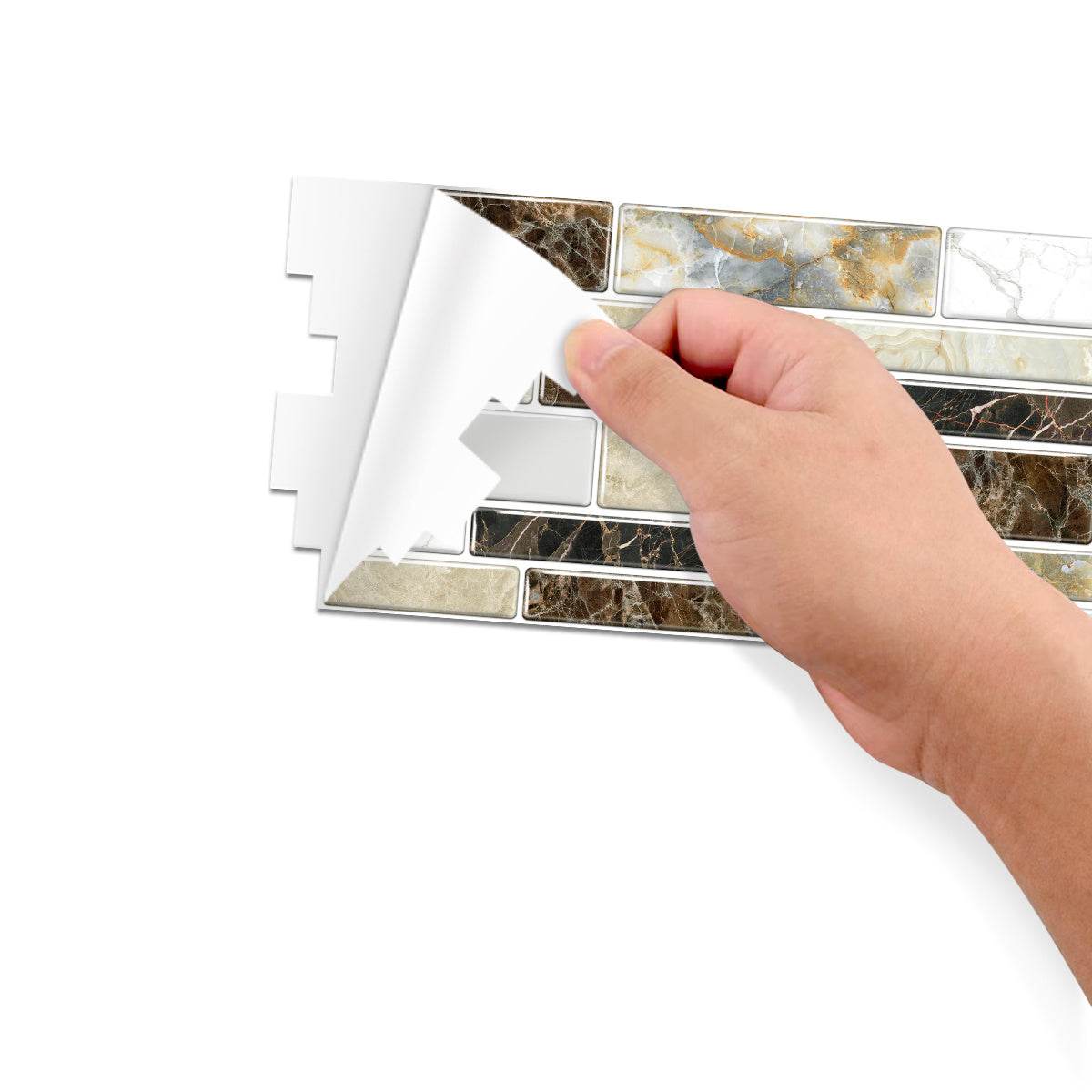 Hand peeling classic imitation porcelain tile peel and stick backsplash sticker with marble pattern