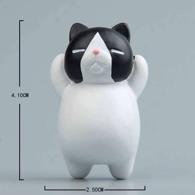 Cute black and white cat cartoon tile refrigerator magnet 4.1cm tall resin decoration
