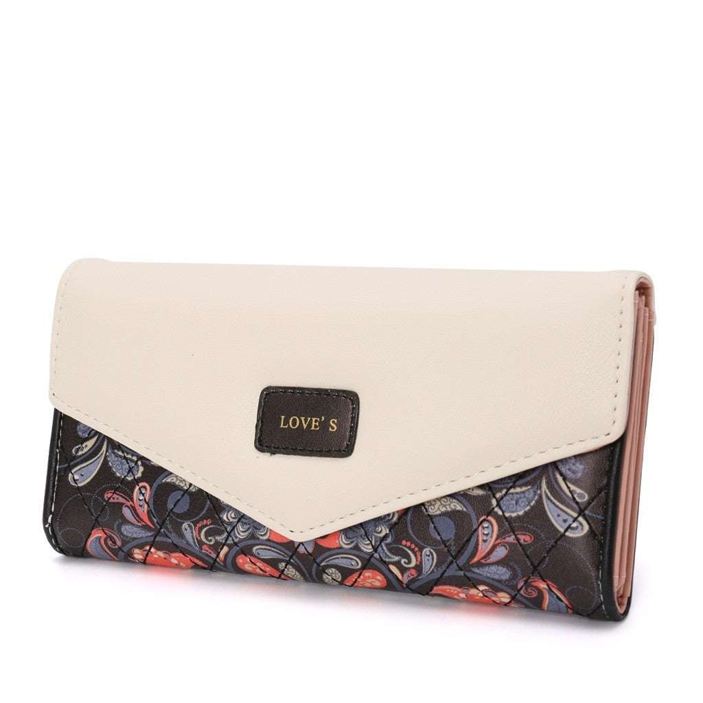 BIRDS wallet for women PU leather floral embroidered zipper closure Korean style mid-length wallet