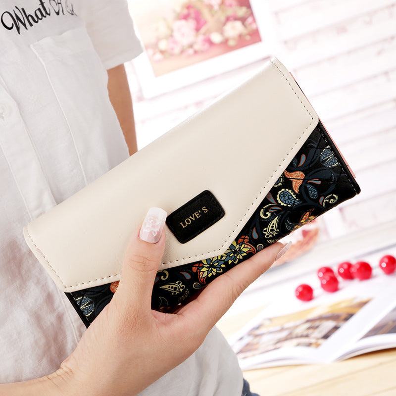 BIRDS wallet for women soft PU leather floral embroidered zipper wallet