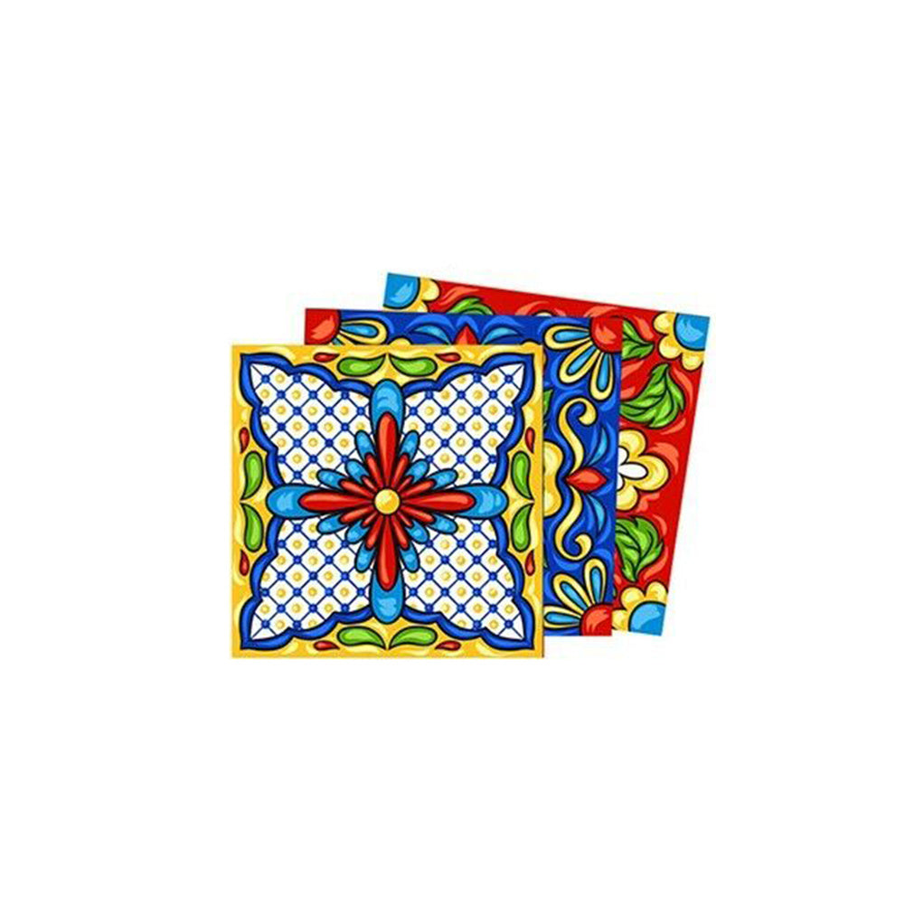 colorful laminated mosaic tile sticker with retro geometric floral design for living room decoration