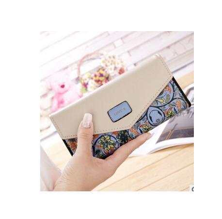 BIRDS wallet for women soft PU leather floral embroidered zipper wallet