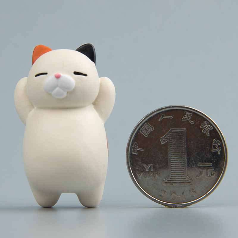 Small cat cartoon tile magnet with orange and black ears next to a 1 yuan coin for size comparison