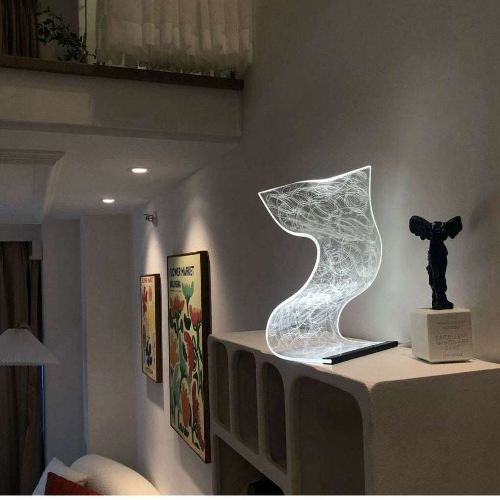Warm high appearance level bedside lamp with modern artistic design on home shelf