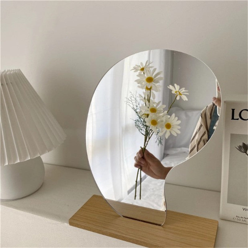 Retro Style Handmade Rattan Mirror Bedroom Home Homestay Solid Wood Makeup Mirror