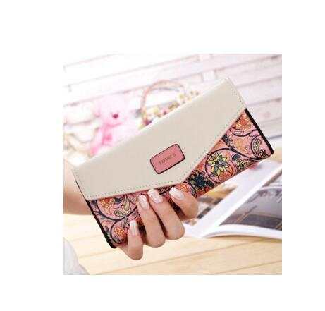 BIRDS wallet for women soft PU leather floral embroidered zipper buckle design