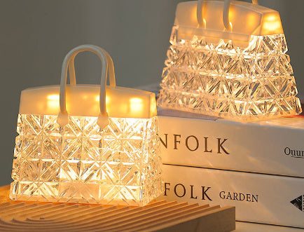 Acrylic warm light small geometric night lamp with built-in battery for home decor