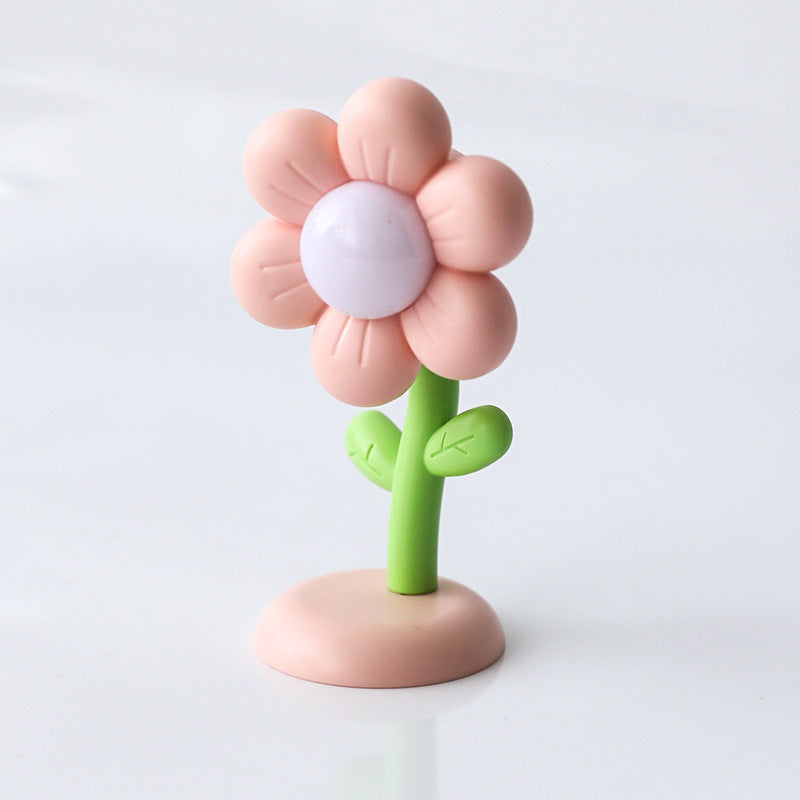 Mini magnetic small night lamp in flower design with warm light and pink petals