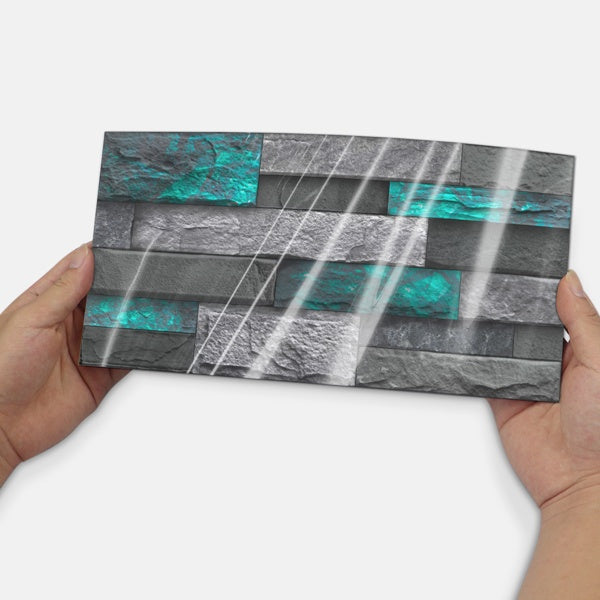 Modern green marble stone tile peel and stick wallpaper with removable self-adhesive PVC wall sticker design
