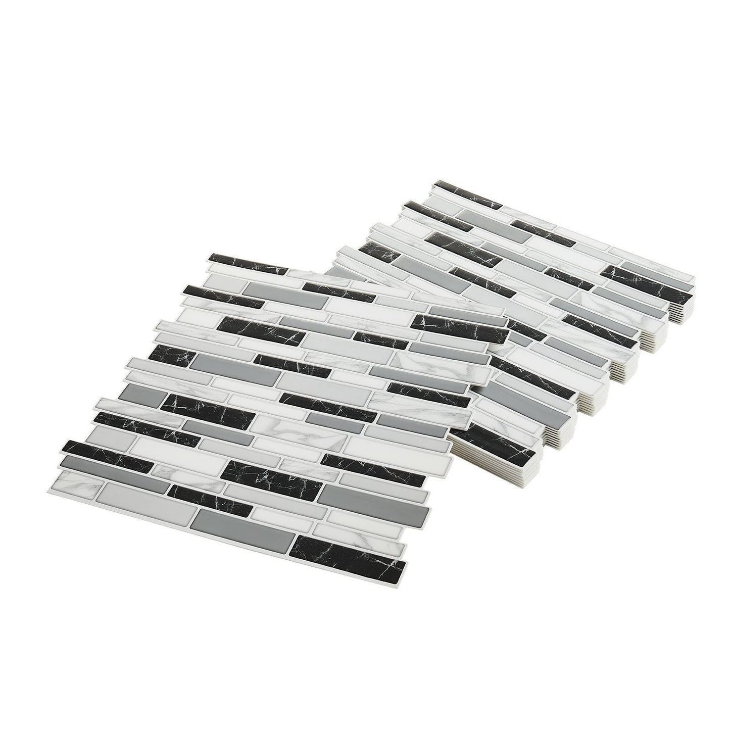 10pcs peel and stick backsplash wall tile stone-look black and white design