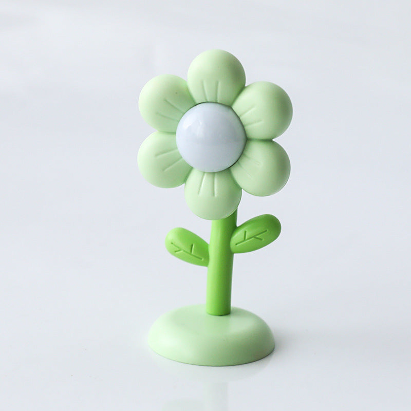 Mini magnetic small night lamp in flower shape with green petals and warm light for home decor