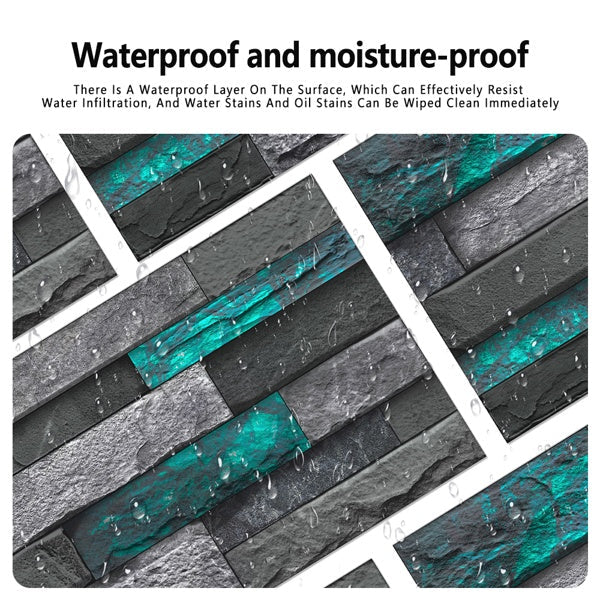 Modern green marble stone tile peel and stick waterproof wallpaper with moisture-proof PVC surface