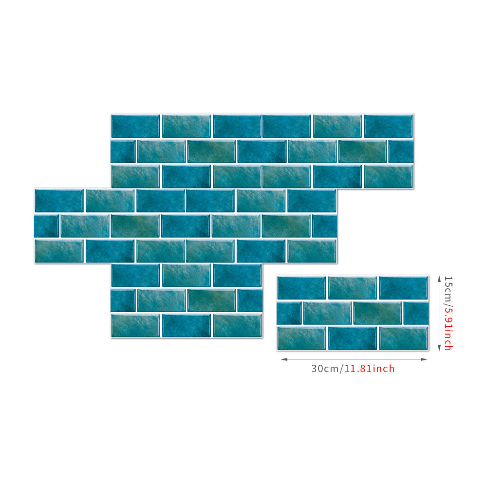 Blue green marble tile wall stickers peel and stick waterproof self-adhesive wallpaper 30x15cm