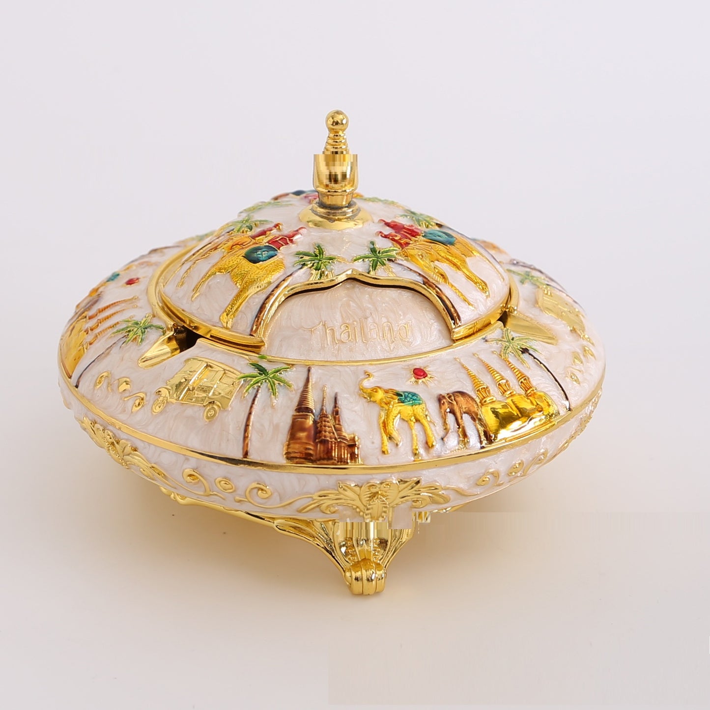 Office Living Room Art Deco Retro Flip Top Round Ashtray