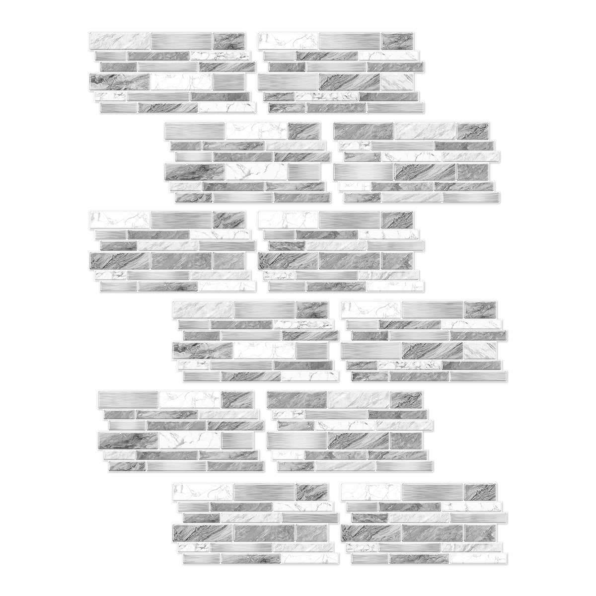 Irregular shape modern grey marble pattern peel and stick wallpaper tile stickers for kitchen and bathroom decor