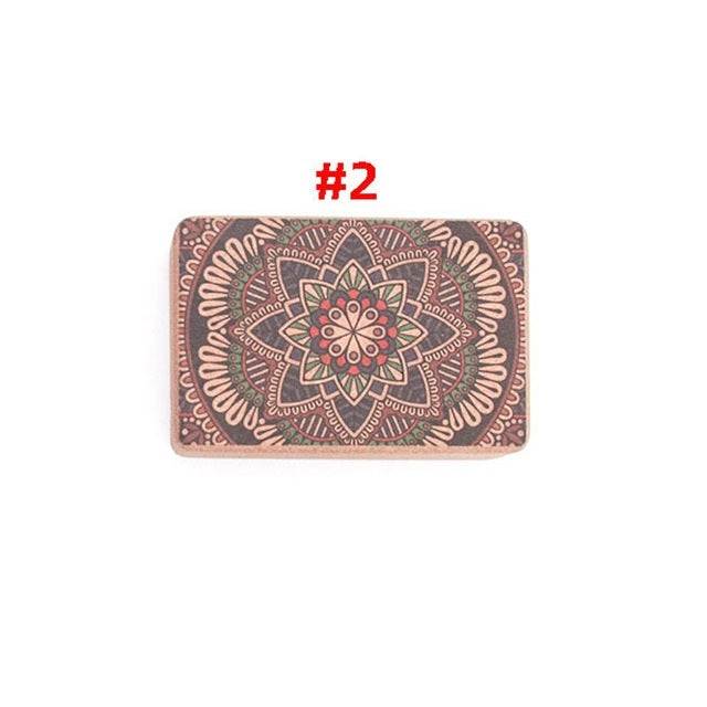 Yoga cork tile with intricate mandala design for fitness and yoga practice