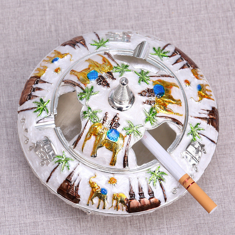 Office Living Room Art Deco Retro Flip Top Round Ashtray