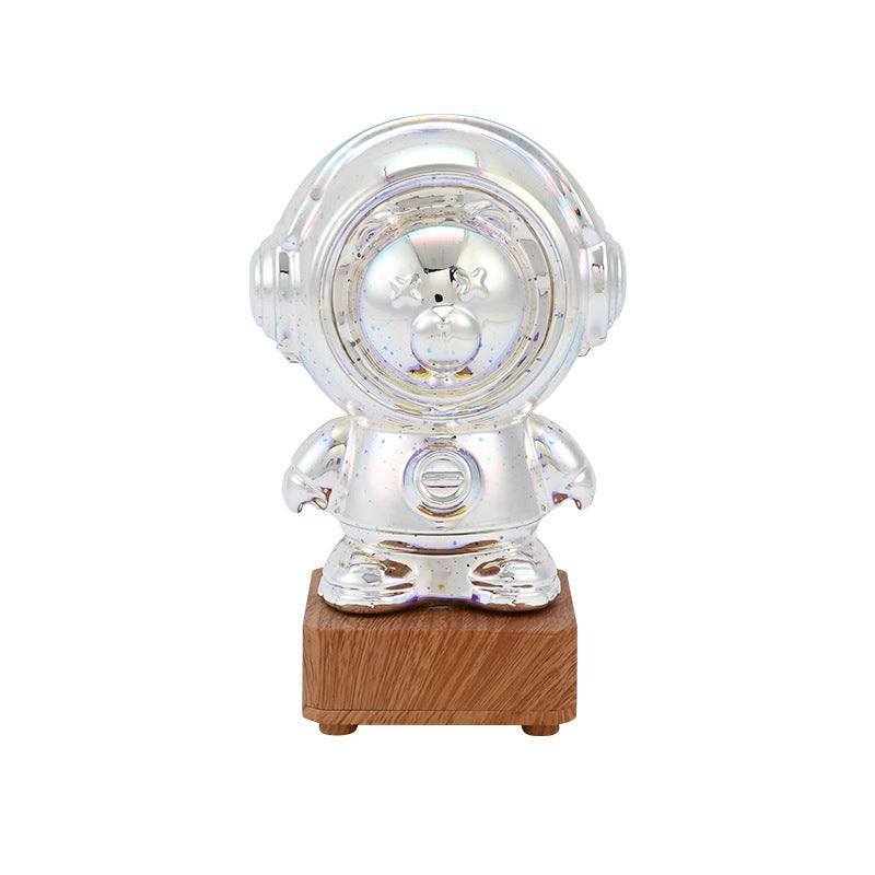 Spaceman 3D Fireworks USB plug-in colorful night lamp on wooden base for home decor