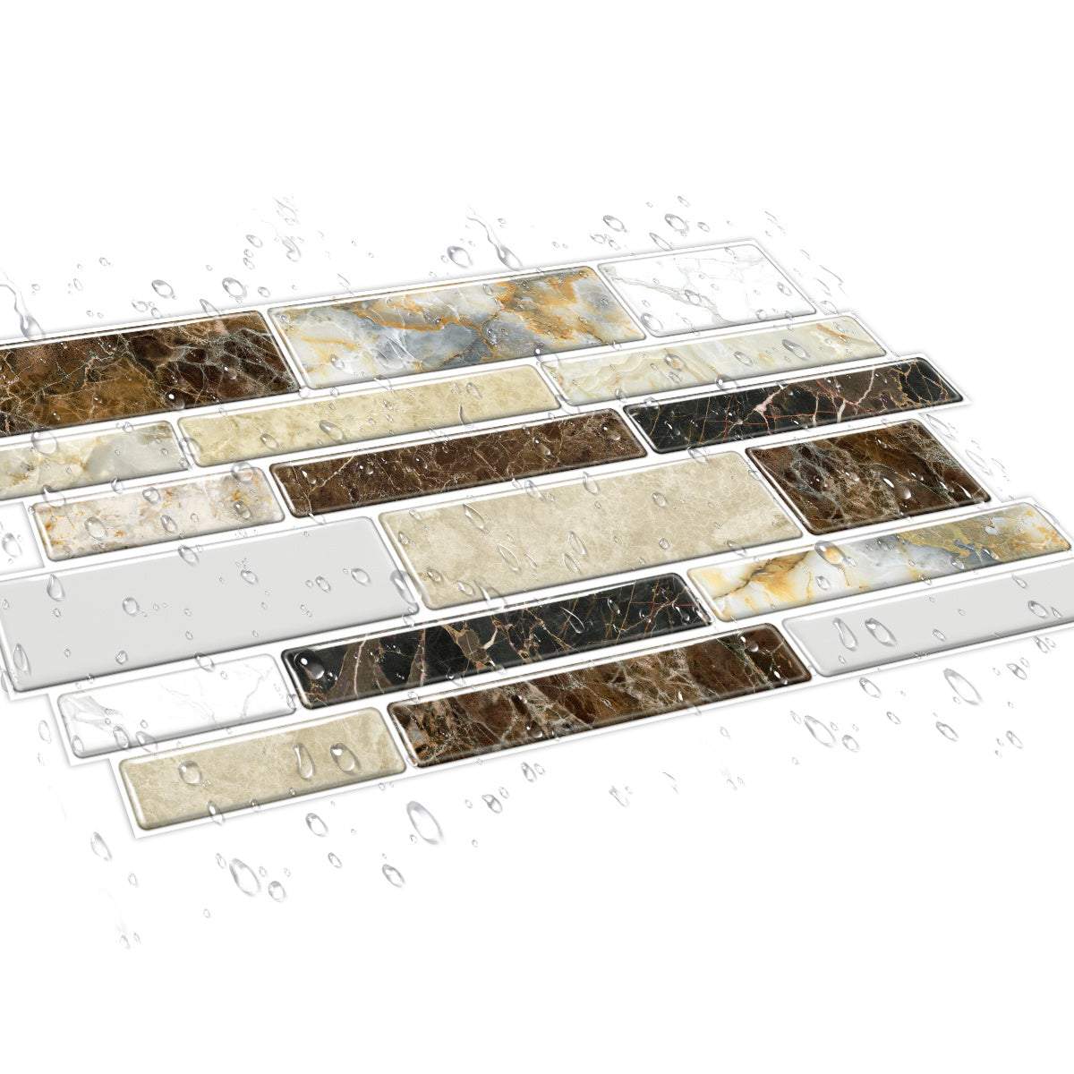 Waterproof imitation porcelain tile peel and stick backsplash with marble design and oil proof PVC surface