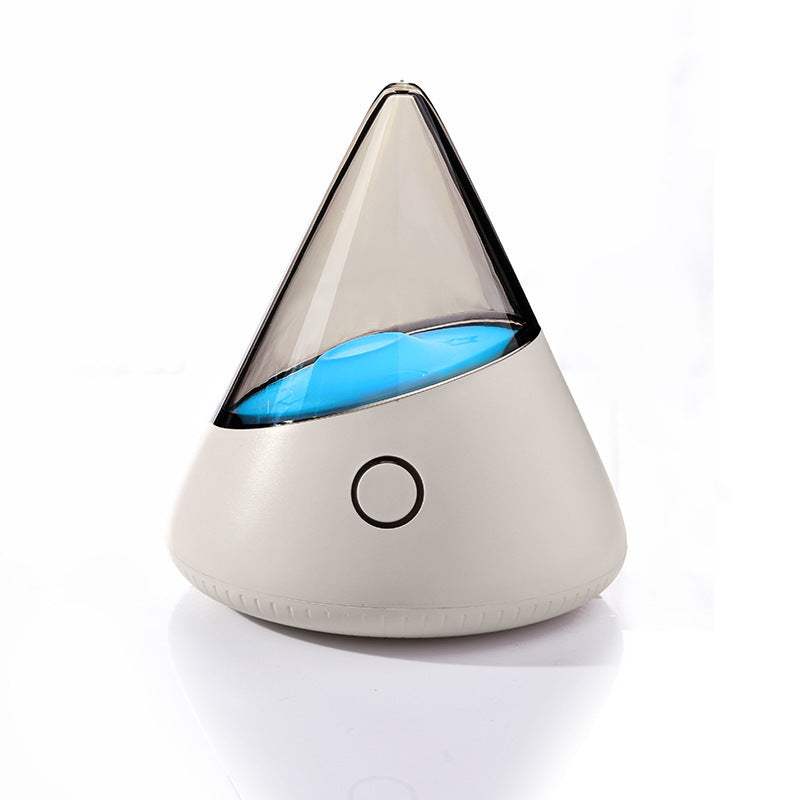Colorful small night lamp with geometric stereo design and built-in battery on white background