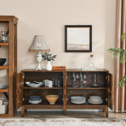 60.5 Mid Century Modern Sideboard Buffet Cabinet With Storage, TV Media Console Table, Storage Cabinet With 4 Doors   Adjustable Shelves For Kitchen Dining Living Room Bedroom Entryway, Walnut