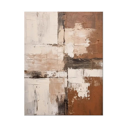 Large abstract handmade painting in brown and beige textured oil on canvas for modern minimalist home decor