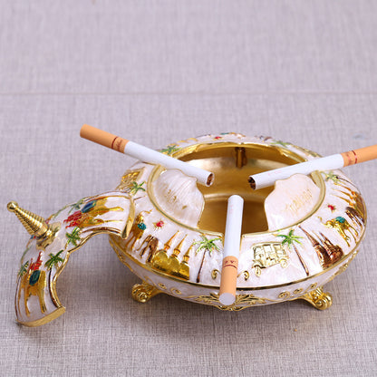 Office Living Room Art Deco Retro Flip Top Round Ashtray