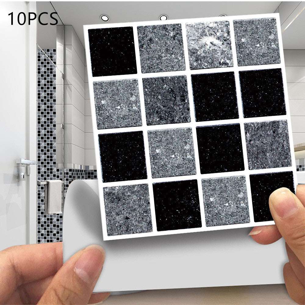 Self adhesive mosaic kitchen bathroom tiles with black and gray square patterns