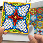 Colorful laminated mosaic tile sticker with geometric floral design for retro wall decoration