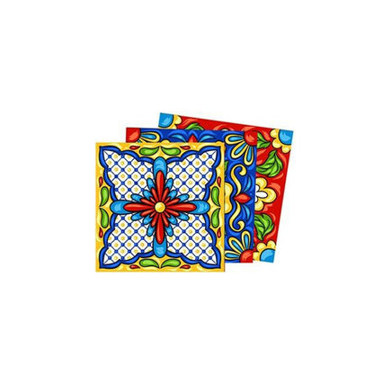 colorful laminated mosaic tile sticker with retro geometric floral design for living room decoration