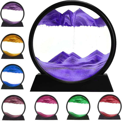 3D Dynamic Sand Art Liquid Motion, Moving Sand Art Picture Round Glass 3D Deep Sea Sandscape In Motion Display Flowing Sand Painting Relaxing Desk Toys