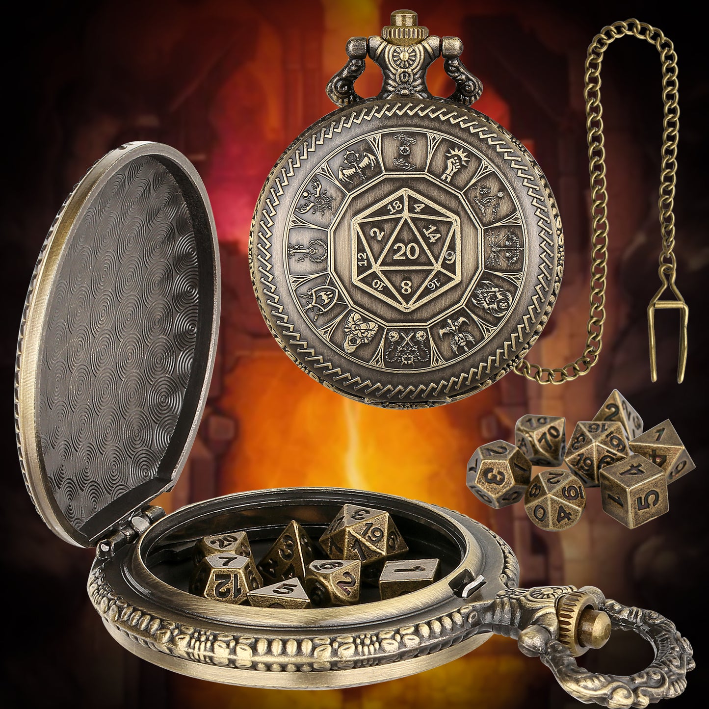 Creative Retro Metal Center Dice Set, Steampunk Pocket Case, Equipped With 7 Mini DND Game Polyhedral Metal Dice, Enhancing RPG Gaming Experience, Providing Collectible Gifts For Board Game Players