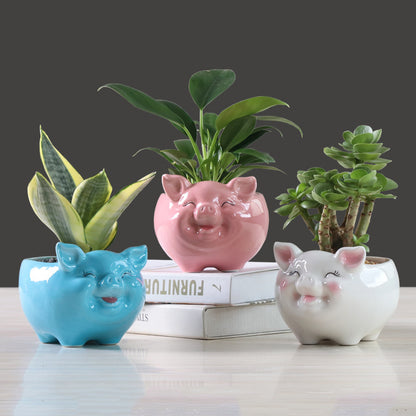 Simple Nordic Cartoon Animal Succulent Flower Pot Ceramic Decorative Ornaments