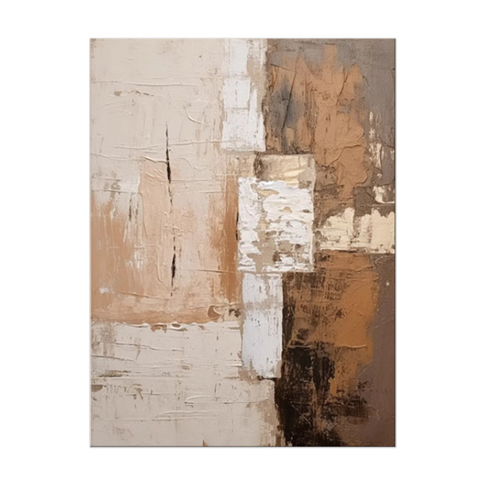 Large abstract handmade brown textured oil painting on canvas for modern home decor