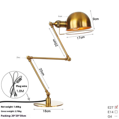 American Style Retro Iron Art Adjustable Decorative Table Lamp