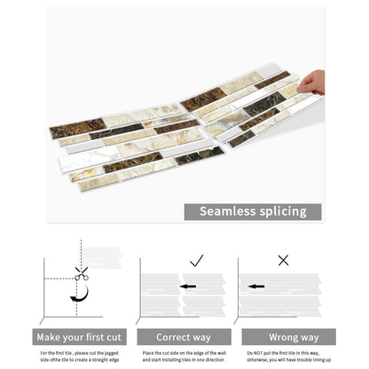 Imitation porcelain tile peel and stick backsplash with waterproof marble design and seamless splicing