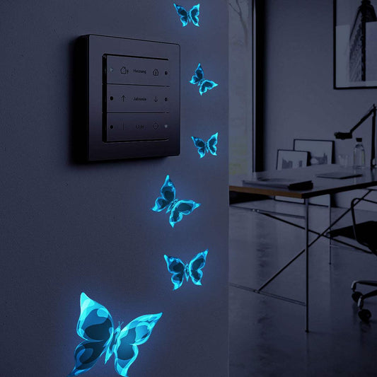 Blue luminous small butterfly glow-in-the-dark wall stickers for bedroom and living room decor
