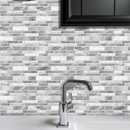 Kitchen backsplash with irregular shape modern grey marble pattern peel and stick wallpaper tiles