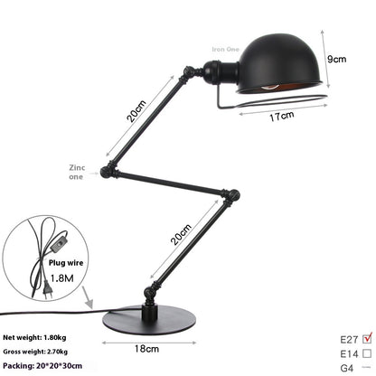 American Style Retro Iron Art Adjustable Decorative Table Lamp