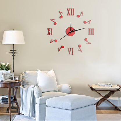 Roman Note Mute Retro Decorative Wall Clock Acrylic Mirror Effect Wall Sticker