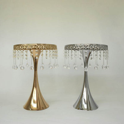 Small Waist Crystal Bead Curtain decorative table stands in French gold and silver with hanging crystal beads