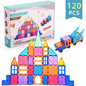 Magnetic Tiles Building Blocks set with 120 colorful pieces for creative 2D and 3D construction play