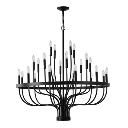 24-Light Black Chandelier Industrial Iron Candle Chandelier Modern Suspended Farmhouse Chandeliers Pendant Light Fixtures For Dining Room Bedroom Living Room Kitchen Island Foyer E12 Bulb