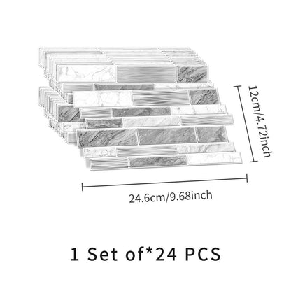 Irregular shape modern grey marble pattern peel and stick wallpaper tile stickers set of 24 pieces for kitchen and bathroom decor