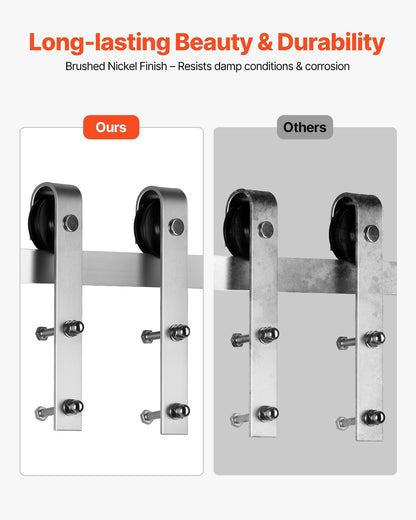 5FT Sliding Barn Door Hardware Kit For Single Sliding Barn Door Silver