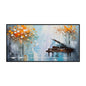 Handmade oil painting of abstract landscape with piano and trees on canvas for home or office decor