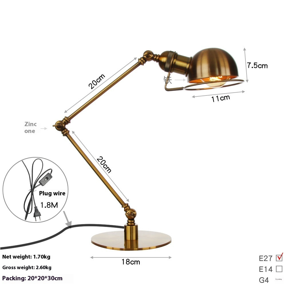 American Style Retro Iron Art Adjustable Decorative Table Lamp